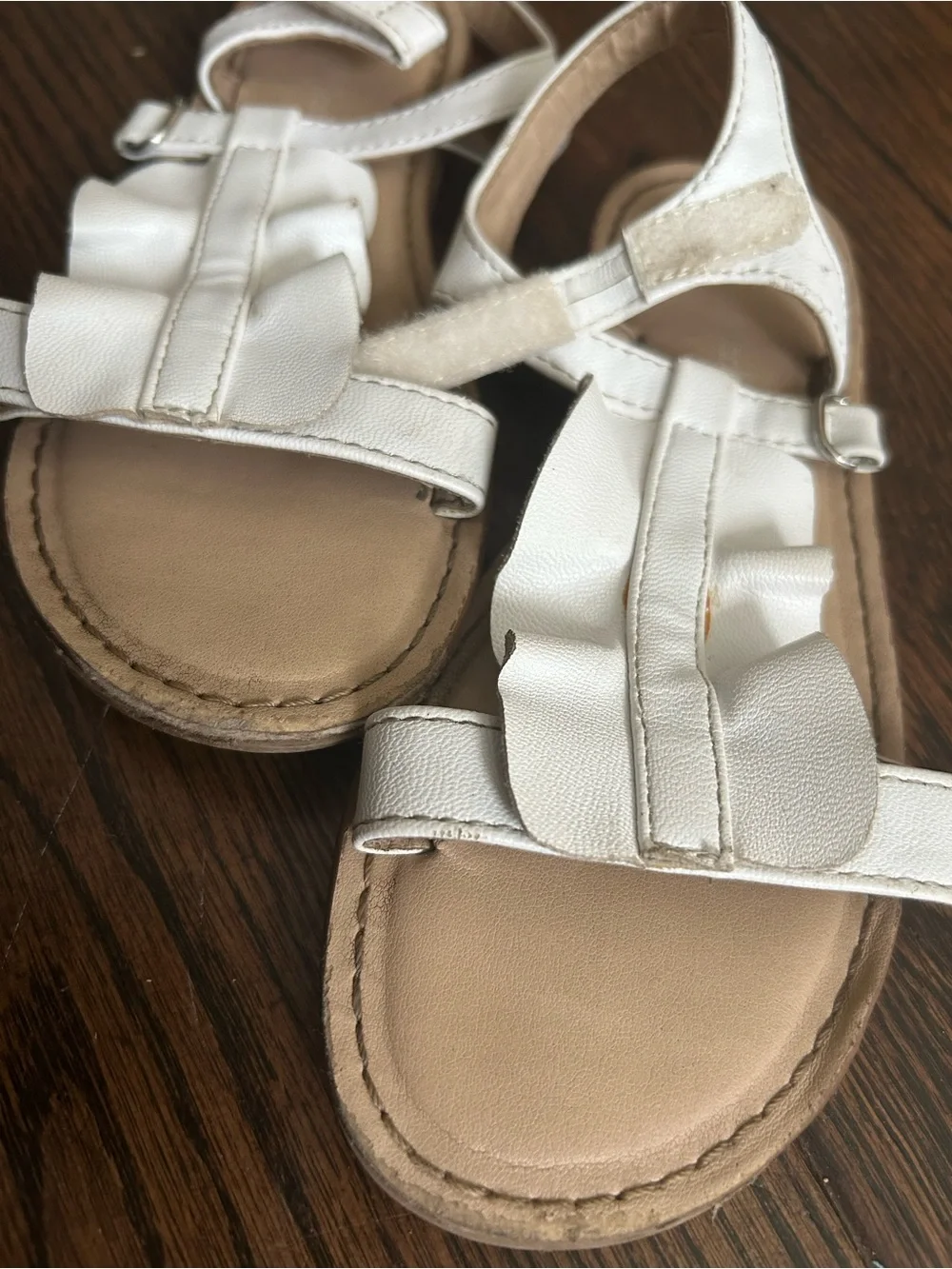 Girls White Ruffle Strap Sandals & Black Ballet Flats Set